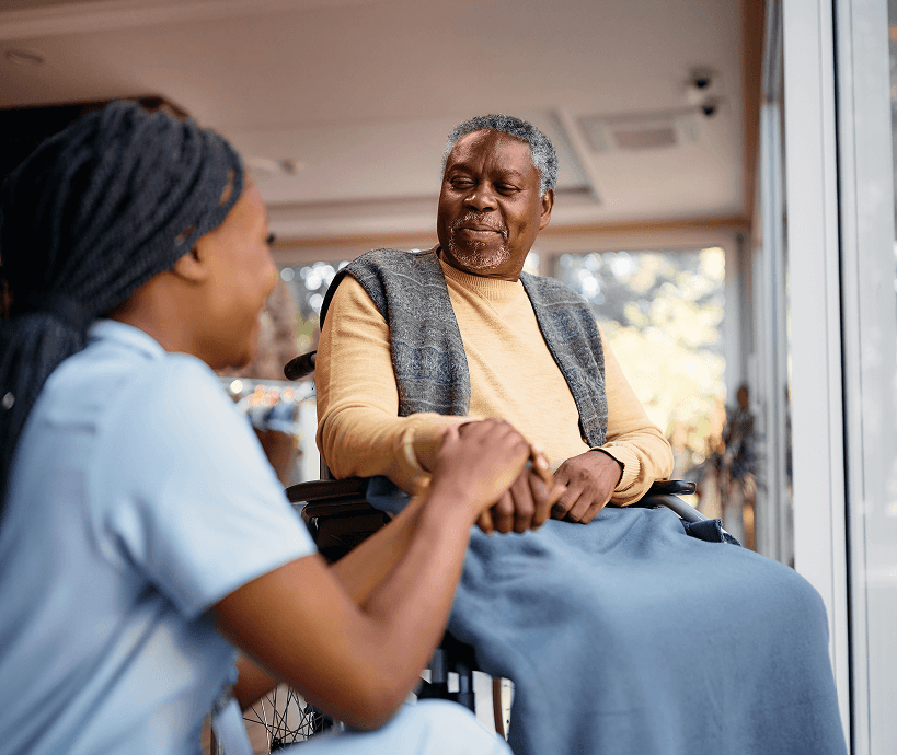 A caregiver with a patient