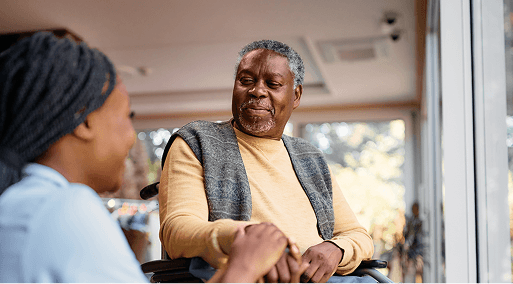 A caregiver with a patient