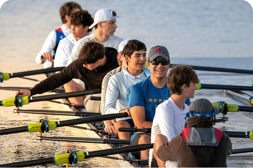 Row team on the water